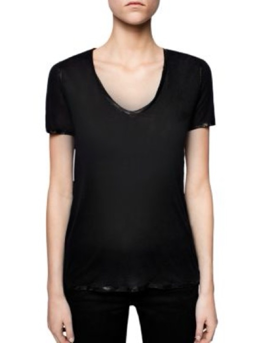 Zadig & Voltaire black Tino Foil tee Size XS Streetwear Minimalist Edgy Sheer